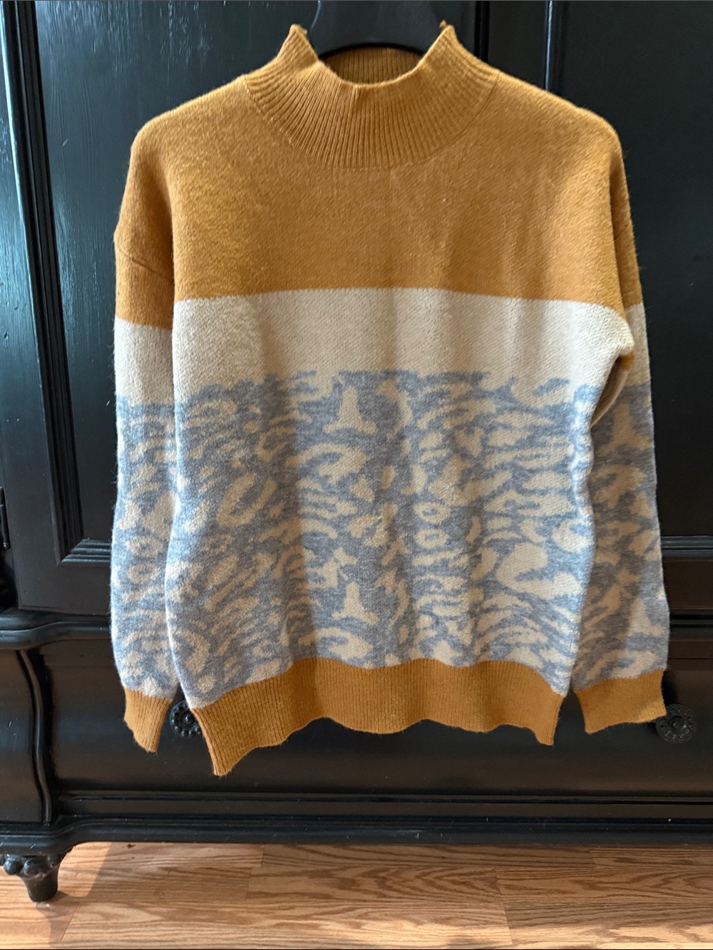Hem & Thread Mustard, Cream & Light Blue Patterned Sweater